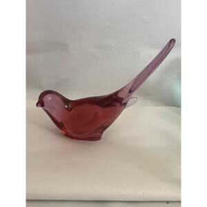 Fenton Art Glass Cranberry Bird of Happiness Long Tail